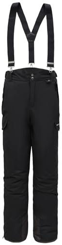 BenBoy Herren Skihose Gefüttert Warm Abnehmbaren Softshellhose Winddicht Wasserdicht Schneehose Hosenträgerhose mit Verstellbarer Träger Snowboardhose Outdoorhose Winter HXK7997M-Black-2XL
