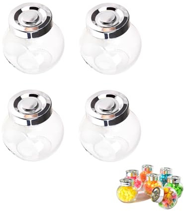 CTForest 4 st syltburkar, tomma runda burkar, miniglas, honungsburk, lämplig för godis, sylt, fruktburk (50 ml)