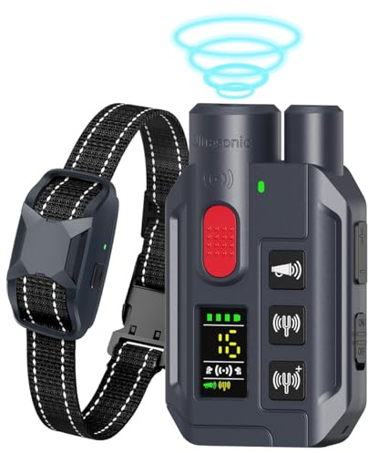 Collare da addestramento per cani con telecomando, portata 1000 m, modalità suono/vibrazione/ultrasuoni, blocco sicurezza ricaricabile e impermeabile IP67