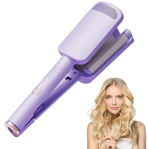 Plancha Rizadora 32MM para Ondas Profundas y Sirena, Moldeador de Pelo Largo/Corto con Temperatura Regulable (Morado)