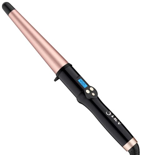 Hair Curling Wand Iron for Long Hair,19-32mm Tapered Curling Wand Dual Voltage,Ceramic Hair Curler with LCD Display, Glove Include