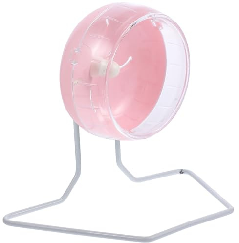 DIKACA Rueda de Ejercicio para Hámster Silenciosa de 12 CM Soporte Ajustable Color Rosa Base Estable para Mascotas Pequeñas como Erizos Jerbos y Chinchillas Adecuado para Jaula y
