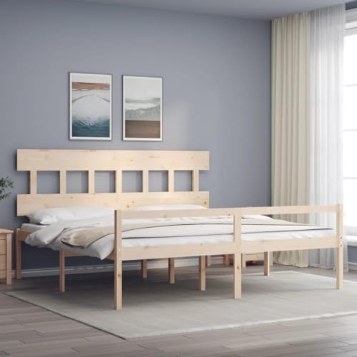 Genérico Cama para Personas Mayores con cabecero Madera Maciza 200x200cm,Mobiliario,Camas y Accesorios,Camas y somieres,3195436