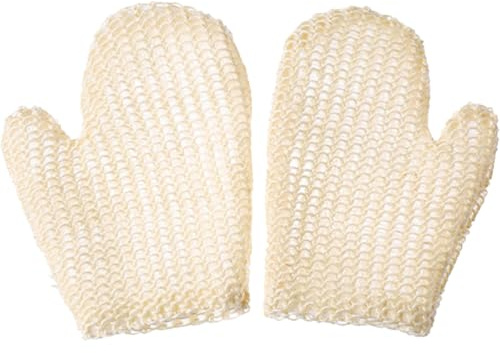 2pcs Sisal Hemp Exfoliating Bath Mittens for Adults Beige