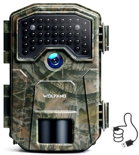 WOLFANG Caméra de Chasse 4K 48MP avec 36 LED IR 940 nm Activée Vision Nocturne Étanche IP66 Caméra Chasse pour la Surveillance de la Faune et du Jardin