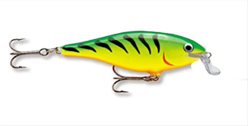 Rapala, Klassischer Angelköder, Shallow Shad Rap, Größe: 9cm/12g, Schwimmender Süßwasserköder, Schwimmtiefe: 1,8-2,4m, Balsa-Angelgerät, Fire Tiger FT