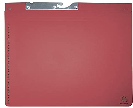 Exacompta 353103B 25er Pack Pendelhefter Exaflex aus extra starkem Recycling Karton, mit einer dehnbaren Tasche am Rückendeckel ideal für Büro, Kanzlei und Anwälte Blauer Engel rot