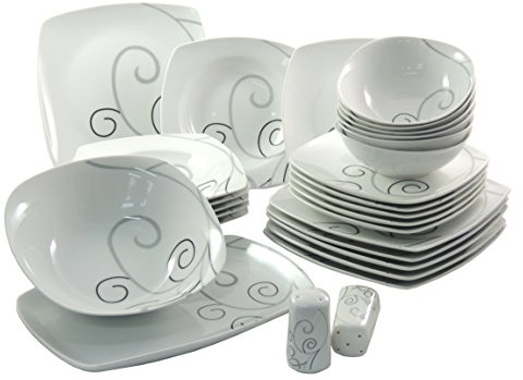 Topkapi Malia-Ann TK-972 - Juego de vajilla de porcelana para 6 personas, de 28 piezas