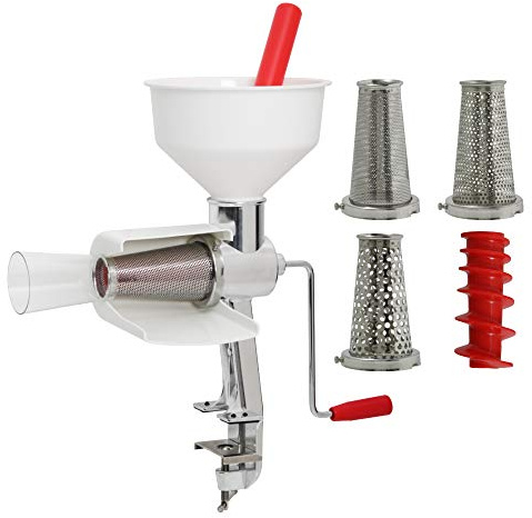 Johnny Apple Sauce Maker, Tomato Sauce, Salsa, Pumpkin Puree, Berry Sauce, Remove Skins & Seeds From Produce, Model 250 Clamp Based Food Strainer (Strainer + Accessories)