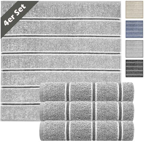 Lashuma Moderne Küchenhandtücher 4er Set 50x50 cm, Luzern graue Frottee Handtücher