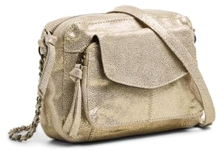 PIECES Sac à bandoulière en cuir pour femme, Couleur doré/neige, Einheitsgröße
