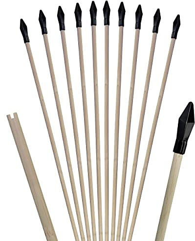Ora-Tec 10er Pack Kinder Bogenschießen Bambus Ersatzpfeile - sichere 52cm Lange Bambuspfeile für Schießbogen als 10-er Set - Indoor und Outdoor Bogenpfeile Schießpfeile (10x Gummispitze-Pfeile)