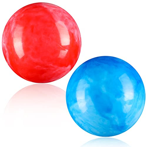 Sotiff 2 Pcs 8.5 Inch Large Inflatable Bouncing Balls Marbleized Bouncy Balls Colorful Inflatable Playground Ball for Adults Pet Party Supplies Beach PVC(8.5 Inch,Red,Blue)