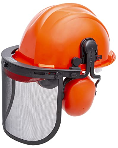 KRAMP KH100200 Forestry Helmet Orange with Steel Mesh Visor and Ear Protection