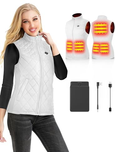Kintiwe Heated Vest for Women,Heated Gilet with 12000mAh Battery Pack,Lightweight Thermal Body Warmer, Slim Fit Electric Rechargeable Heated Jacket