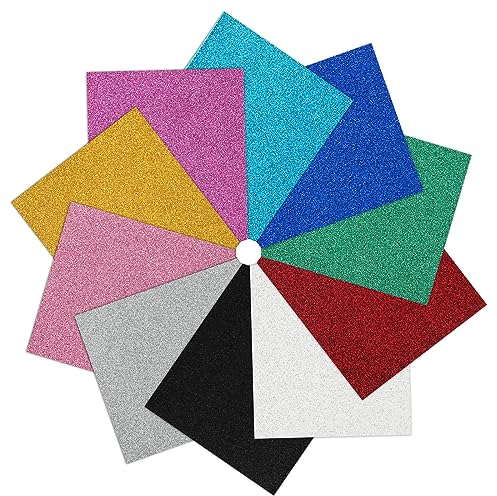 IModeur 10 Blatt Plotterfolie Textil Glitzer - 30,5 x 25,4 cm Flexfolie Plotter Textil für Silhouette Cameo, Textilfolie Plotter Glitzer für Kleidung, Mützen, Hosen, andere Stoffe