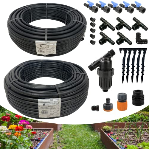 Kit Irrigazione a Goccia da 50 mq per Orto e Giardino, con Ala Gocciolante ø 16 mm passo 30 cm, 25 Raccordi e Filtro, MADE IN ITALY - Orto Facile