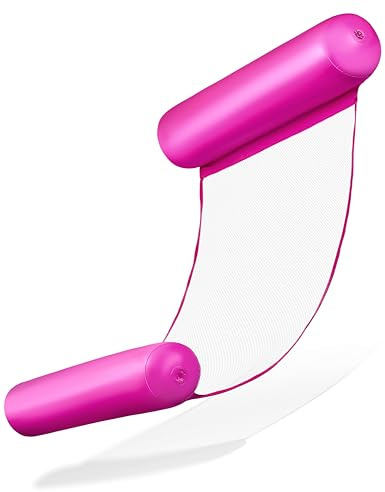 Balinco – Uppblåsbar vattenhängmatta, luftmadrass med 2 luftkammare och nylonnät för pool – Floatie vattenmadrass, relaxstol för vuxna och barn – sommarpooltillbehör (rosa)