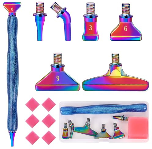 papasgix 14Pcs DIAMOND PAINTING Pens Kits, Glitter Diamond Art Metal Drill Pen Tips with Multi Replacement Pen Heads, 5D DIAMOND PAINTING Accessories Tools for DIY Craft Crystal(Blue Colour)