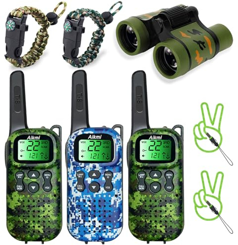 Walkie Talkies for Kids Toys Boys Gifts Aged 5+ Long Range 2 Way Radio for Camping Hunting Hiking Outdoor Game 6 7 8 9 10 Year Old Birthday Present for Kids