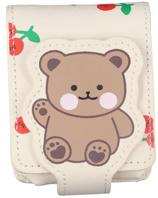 Leadigol Soporte portátil para pintalabios, bonito estuche de maquillaje con espejo, mini soporte de maquillaje portátil para mujer, bolsillo de viaje, bolsa de cosméticos, Blanco