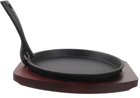 Milisten Piastra Per Bistecca Rotonda in Ferro Battuto Resistente Antiaderente Per Barbecue Allaperto Per Patatine Fritte Al Formaggio Colore Casuale