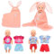 5 Stück Set Babypuppenkleidung für 12-14 Zoll große Puppen, 30-35 cm Bademantel, süße Babypuppenkleidung, Outfits mit rosa Bademantel, Oberteilen und Shorts, Neue Puppenkleidung für Mädchen/Jungen
