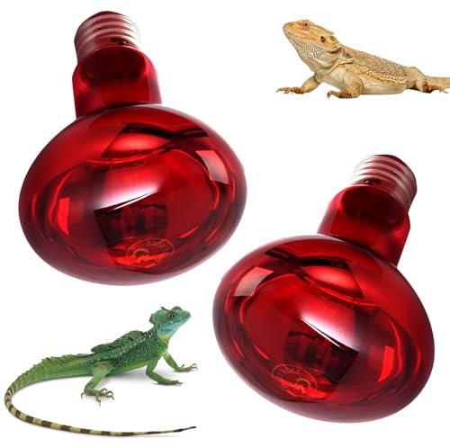 KBIBCK Bombillas de Calefacción para Reptiles, 2 Piezas 100W Lámpara Térmica Infrarroja para Tortugas, Bombilla Infrarrojos E27, Bombilla de Calor para Reptiles, para Reptiles y Lagartos Anfibios