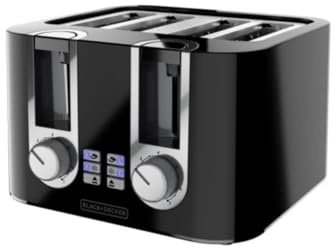 BLACK+DECKER 4-Slice Toaster, 7 Toast Shades, Removable Crumb Tray, Illuminated Bagel, Frozen and Cancel Functions