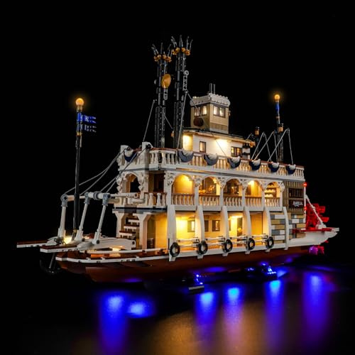 LocoLee Led Light Set Compatible with Lego 21356 River Steamboat Led Decoration Lighting Kit Compatible with Lego 21356 Ideas Building Blocks Model,Only Lights Set,No Model
