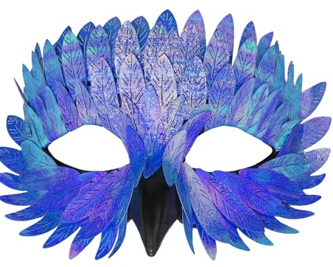 HSSPYY Half Face Bird Mask – Premium PU Feather-Style Masquerade Mask for Men & Women – Breathable & Durable – Ideal for Halloween, Gothic Parties, Festivals & Venetian Balls