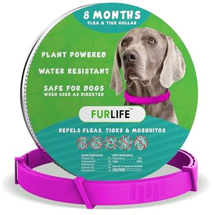 FurLife Flea and Tick Collar for Dogs – Waterproof Pink Dog Collar, Pet Supplies for Tick and Flea Prevention for Dogs, Safe for All Breeds
