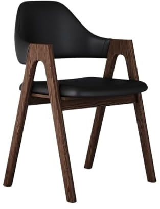 Matstol, Massivträstolar i kinesisk stil med mjukt stoppat ryggstöd for hem/hotell(Black)