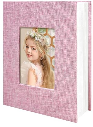 HoneyTolly Photo Album 4x6 100 Pockets for Wedding Gifts, Linen Hardcover Memory Book, Slip-in Picture Albums for for Wedding, Family, Anniversary, Baby, Vacation Pictures