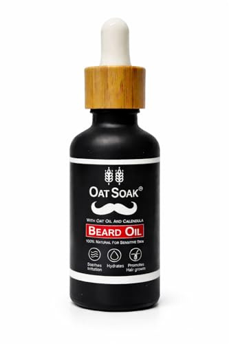 OatSoak Itchy Beard Relief Oil 50ml Beard Growth Serum Made with Oat and Calendula Oil, Natural, Soothes Itchy Irritated Skin, Gentle for Skin Prone to Eczema and Psoriasis, Hydrating Moisturising