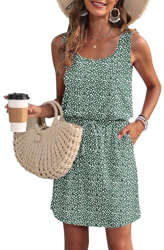 WNEEDU Summer Dress Womens Casual Drawing Dress