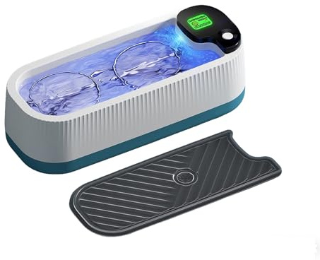 Horuili® Pulitore a Ultrasuoni, Pulitore Portatile per Occhiali, Gioielli e Orologi, Pulizia Profonda 360° con Vibrazioni, Design Compatto per Casa, Ufficio e Viaggi