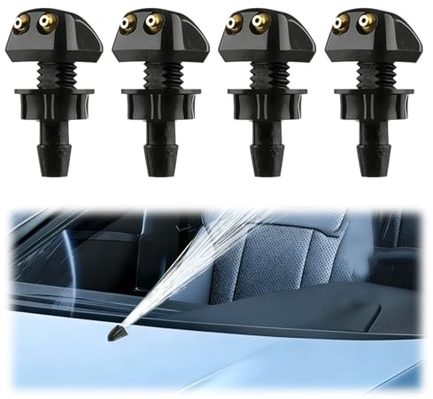 4 PCS Ugelli Lavavetri Anteriori Kit Universale Auto Finestrino Anteriore Rondella Ugelli Pompa universale per Lavavetri Anteriore Ugelli Lavaggio Tergicristalli con Ugello Doppio Foro Nero