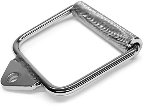 Yes4All SAT1 LAT Cable Attachment, Tricep Press Down Bar with Diamond Knurl Handle, Support up to 400 kg (Chrome - Single D Handle)