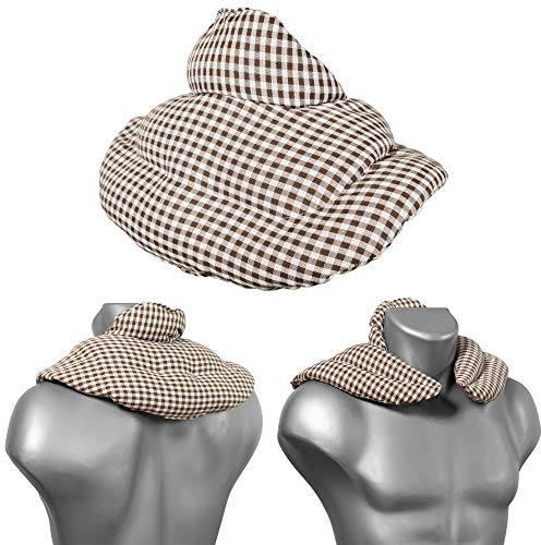 Nackenhörnchen mit Stehkragen braun-weiß - Dinkelkissen - Nackenkissen Wärmekissen - Dinkel-Körnerkissen Nacken Schulter