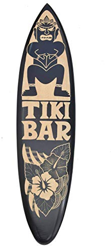Interlifestyle Surfboard 100cm Tiki Bar Hawaii Deko Surfbrett aus Hartholzschwarz