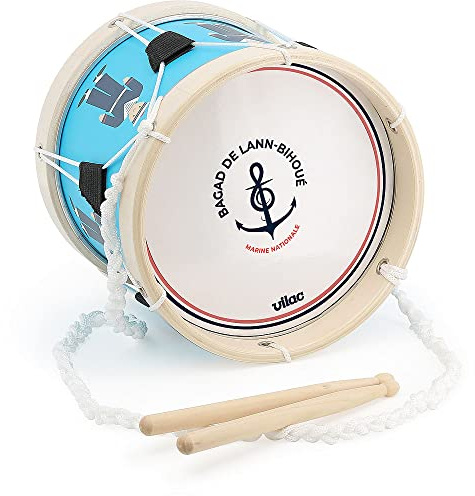 Vilac-Le Petit Tambour Bagad de Lann Bihoué Marine Nationale - Instrument de Musique pour Enfant - Eveil Musical - 9308, Multicolore