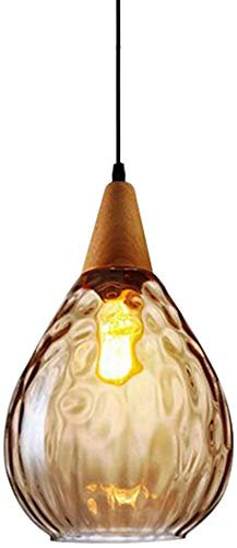 VVHUDA Wood Chandelier Swag Light Industrial Glass Pendant Light Mason jar Ceiling Light Kitchen Island Lighting (Amber) small gift