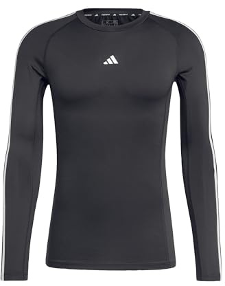 adidas Men's Techfit Compression Training 3-Stripes Longsleeve, Black, M