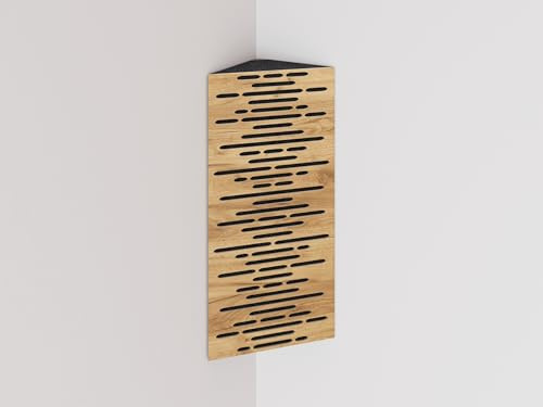 2 Pack — Narrow Acoustic Corner Bass Trap | Diffusion - Reflection - Soundproofing | Size: 50x23cm | Color Perforated Plates: (Oak, WAVE)