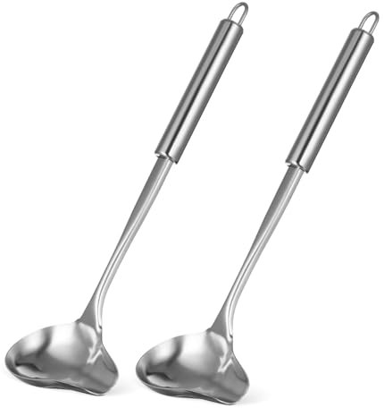 KOCKSHION 2pezzi Mestolo Acciaio Inossidabile Con Beccuccio Per Versare Utensili Da Cucina Per Servire Zuppe Salse e Sughi Resistente e Lucido Per Ristoranti e Uso Domestico