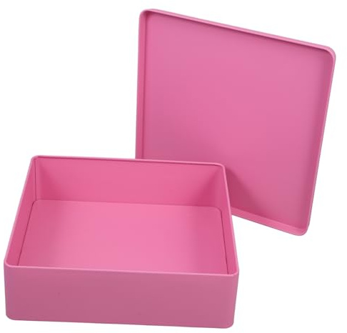 Ipetboom Grande Scatola Di Latta Decorativa Quadrata Con Coperchio Sigillato, Contenitore in Metallo Robusto Per Biscotti e Piccoli Oggetti, Per Casa, Ufficio e Regali, Colore Rosa