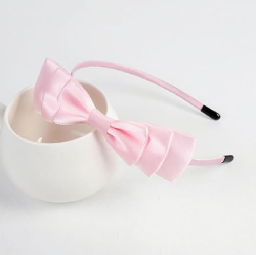 Waltonalice Haarreifen mit Schleife Stirnbänder Haarbänder französische Schleife Stirnband Haarreifen Bunt Satin Haarband Stirnbänder Anti-Rutsch Kopfbedeckung für Damen Rosa 2 Stück