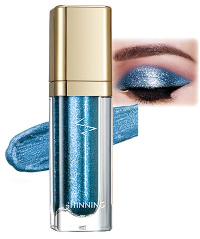 Eyeshadow, ombretto liquido, blu metallizzato, a lunga durata e impermeabile, eyeliner liquido con scintillio fine, asciugatura rapida, ombretto glitterato, trucco per occhi lisci