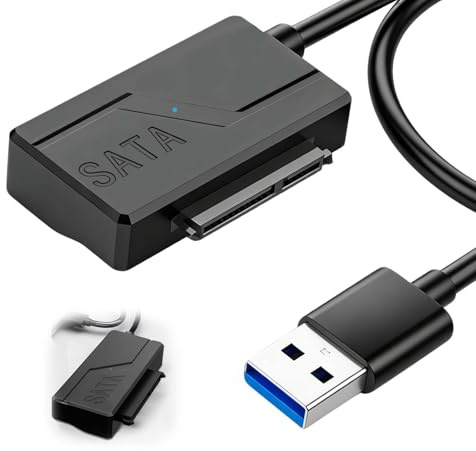 Dewlawn SATA till USB 3.0-adapter för 2,5 3,5 tums SSD/HDD-hårddiskar | USB 3.0 till SATA hårddiskar adapterkabel för stationära datorer bärbara datorer, kompatibel med Windows, Mac och Linux